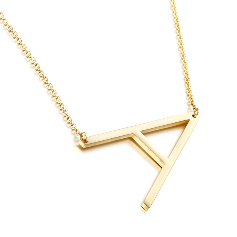 Women Fashion Letter Necklaces Girls Pendants Necklace Gold Color Stainless Steel Choker Female Jewelry Wholesale | Украшения и