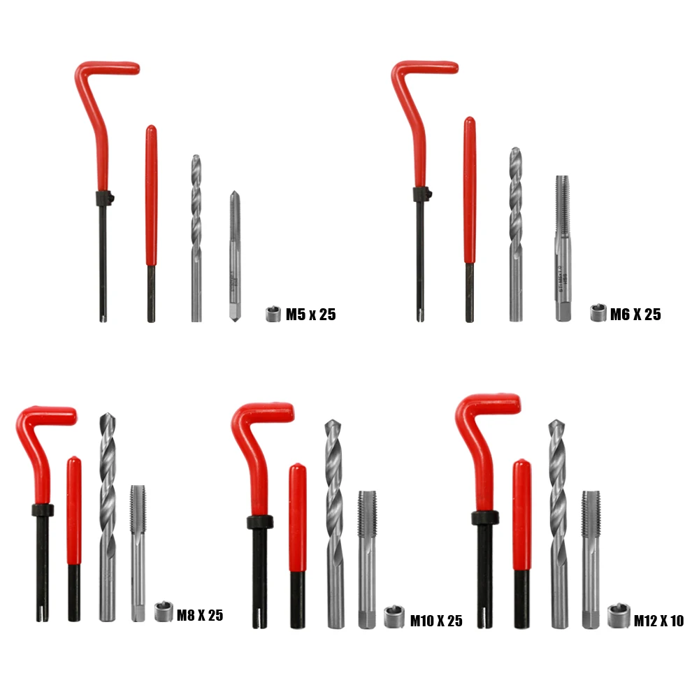 131 шт M5, M6, M8, M10, M12 Лишенный поврежденных Helicoil Rethread Инструменты для ремонта комплект Набор Профессиональный отдачи инструмент для ремонта