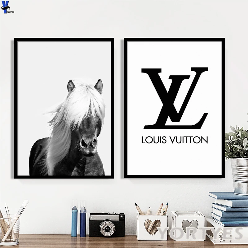 

YORTYES Nordic Minimalist Black White horse and X Prints Poster Wall Picture Canvas Painting Home Decor YY062