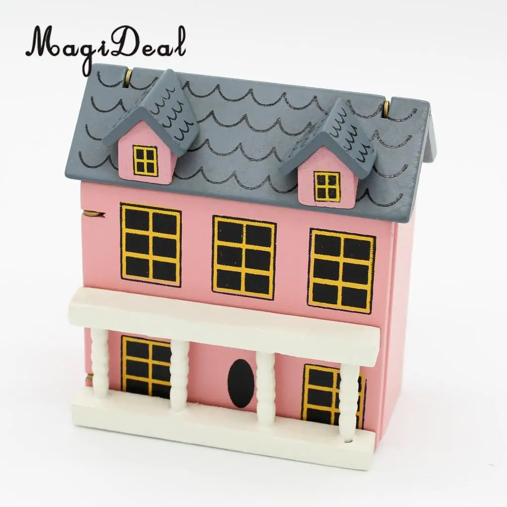 MagiDeal 1/12 Scale Mini Dollhouse Miniatures Villla Wood House Model for Bedroom Livingroom Decor Children Pretend Play Toy