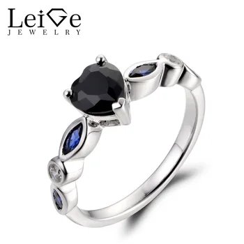 LeiGe Jewelry Natural Black Spinel Rings Unique Wedding Rings Heart Shape Black Gemstone 925 Sterling Silver Romantic Gifts LeiGe Jewelry Natural Black Spinel Rings Unique Wedding Rings Heart Shape Black Gemstone 925 Sterling Silver Romantic Gifts