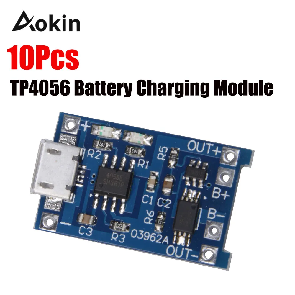 

10Pcs TP4056 5V 1A Micro USB 18650 Lithium Battery Charging Board Charger Module Protection Dual Functions for arduino Diy Kit