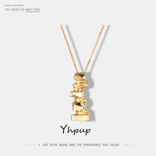 Yhpup Трендовое золотое ожерелье с геометрическим кулоном и цепочкой, Золотое панк винтажное необычное массивное ювелирное изделие для дам, колье