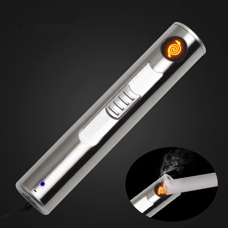 

New USB Rechargeable Flashlight Electronic lighter Cigarette Turbo LED Light Lighter Encendedor Cigar Palsma Pulse Outdoor tools