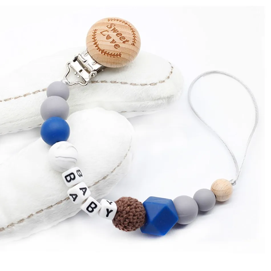 New 9 styles DIY holder personalized name silicone baby pacifier clip pacifier chain teething pacifier chew toy baby dummy clips