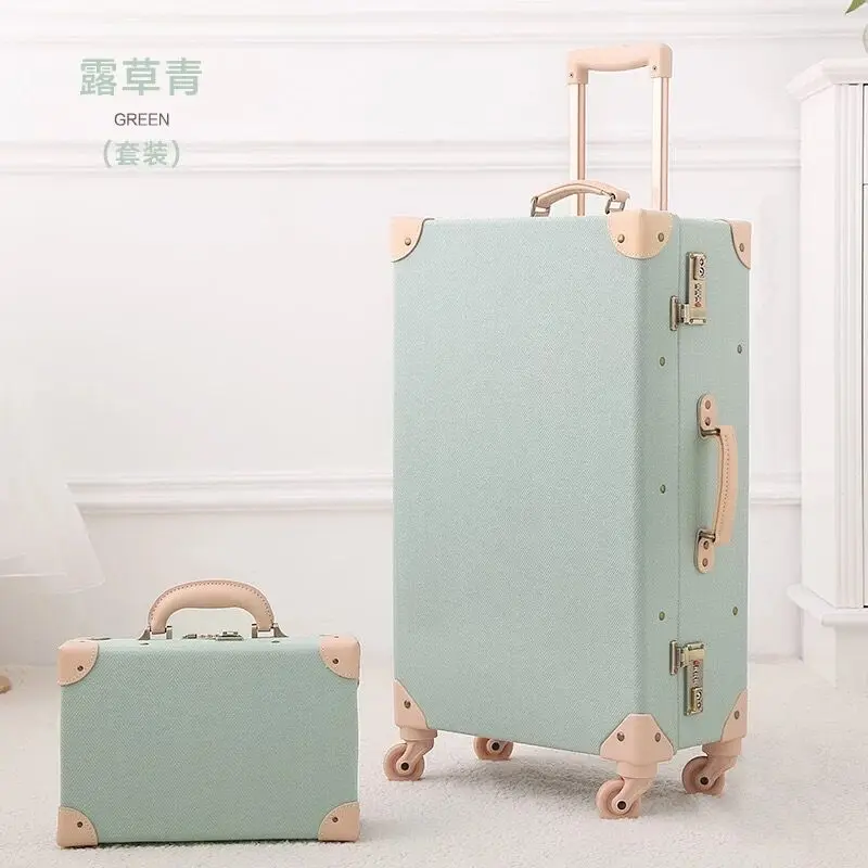 New 2PCS/SET Vintage Floral Travel Bag Rolling Luggage,13"20"24"26"inch Women Retro high quality Trolley Suitcase On Wheels