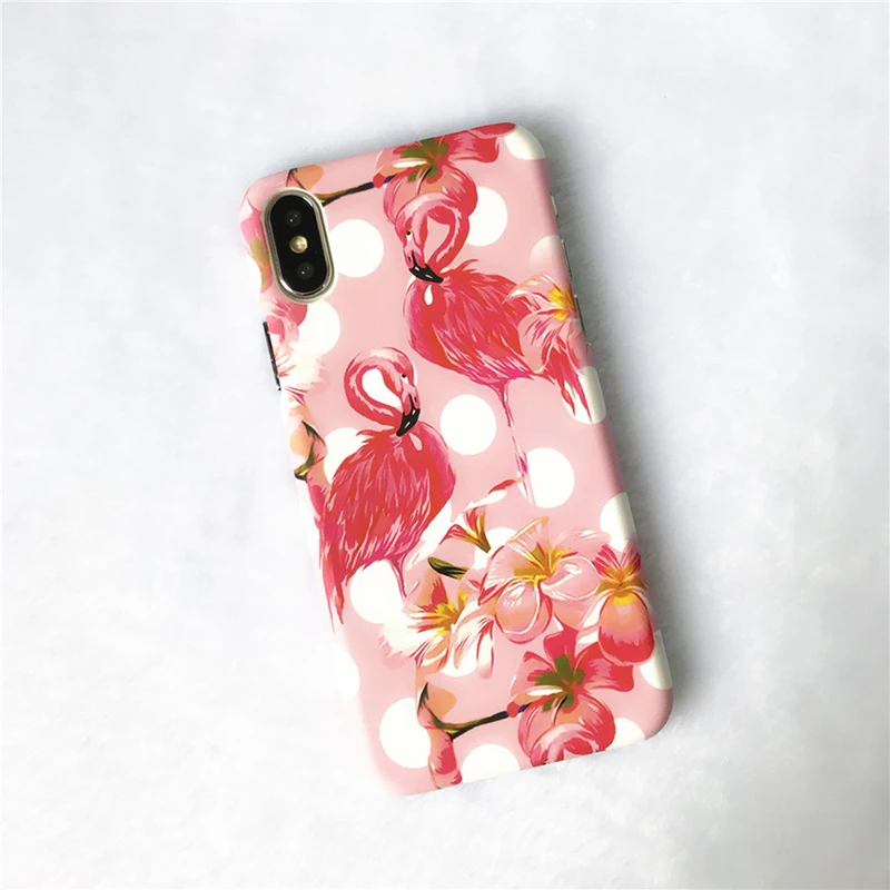 Чехол для телефона с фламинго для iphone XS Max X XR 8 7 6 S Plus, чехол на заднюю панель, разноцветный чехол с листьями в стиле ретро, Жесткий Чехол из поликарбоната