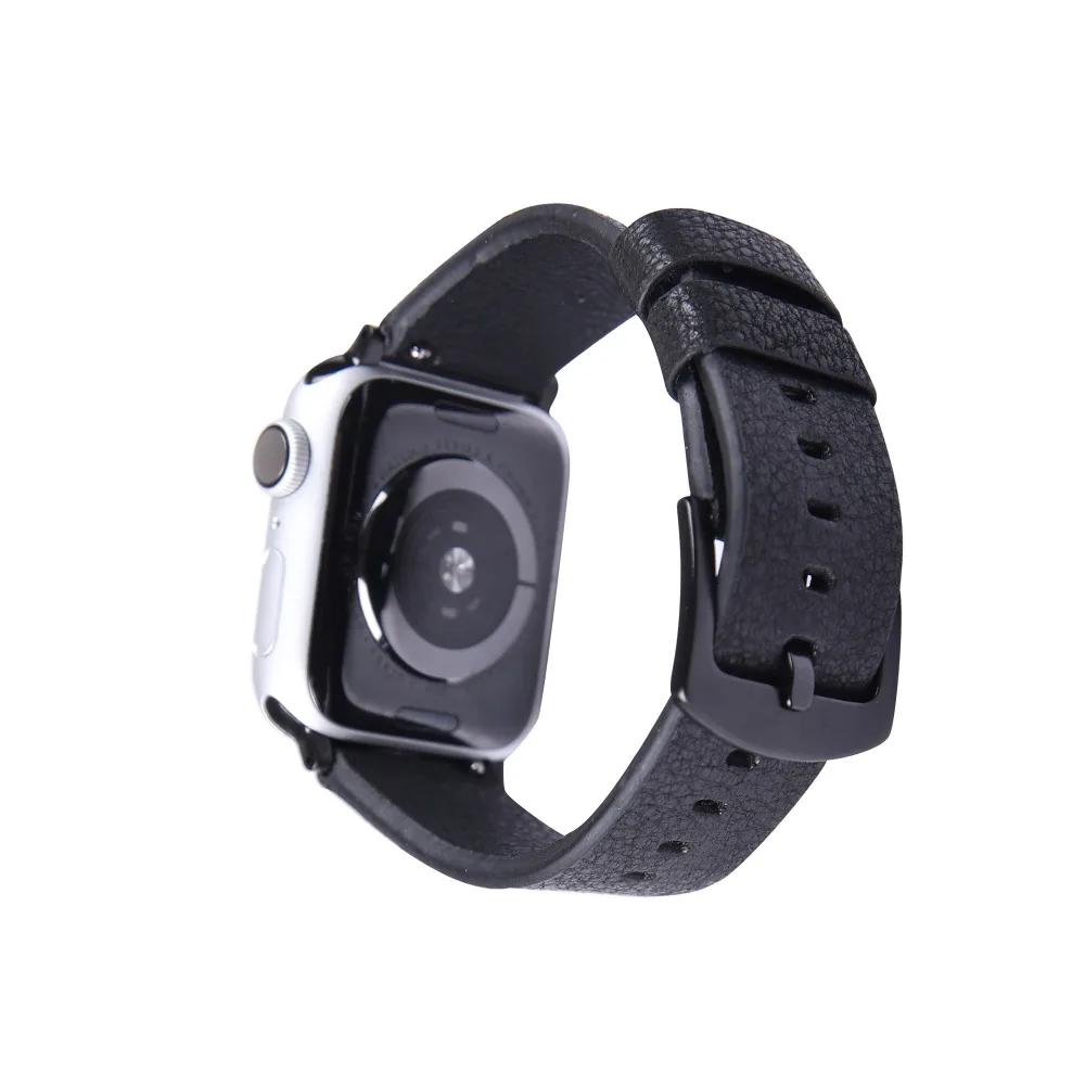 Для Apple Watch Band Series 6 SE 5 4 3 2 ремешок из натуральной кожи черный/коричневый