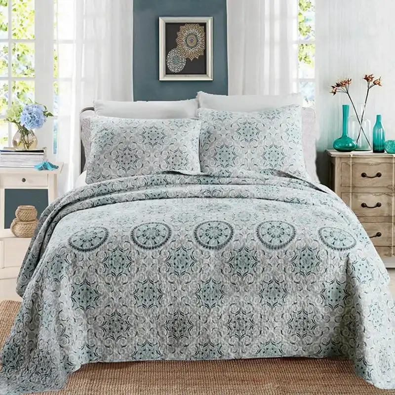 Floweer Printing Bedspread Bed Cover Queen King Sizes Coverlet Set