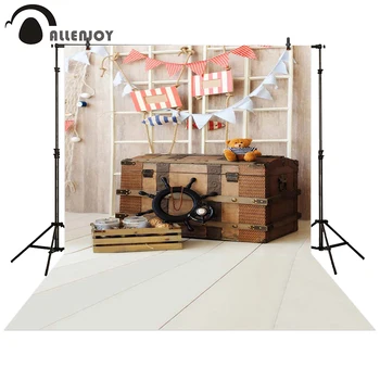 

Allenjoy photography backdrop navy Suitcase travel theme baby shower indoor children room background photo studio photocall