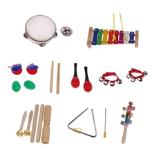 1 Набор Кастанет бубен maraca ксилофон звуковая трубка треугольный инструмент для малышей музыкальные игрушки для детей