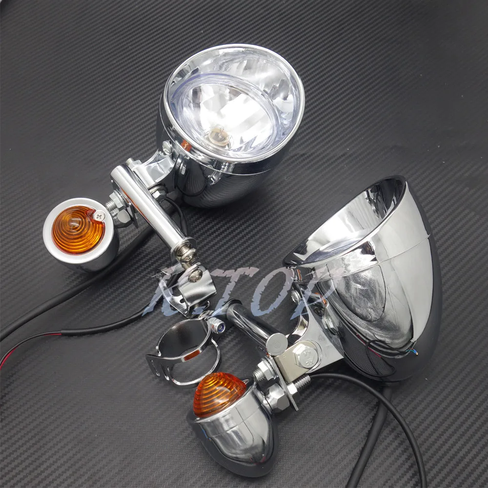 

New Motorcycle Chrome Turn Signal Driving Spot Fog lights Bar Fit For Harley Honda Suzuki Kawasaki