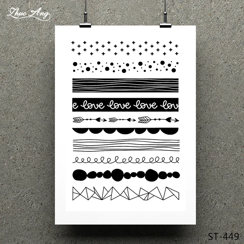 

ZhuoAng Flowers Lines Clear Stamp for Scrapbooking Rubber Stamp Seal Paper Craft Clear Stamps Card Making