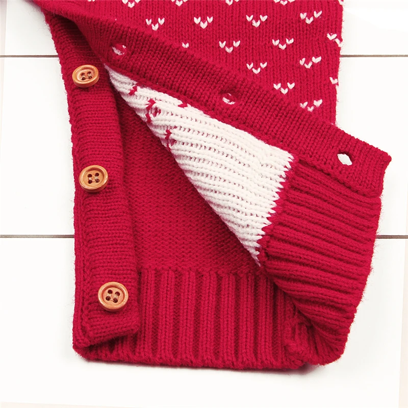 Infant Romper Christmas Deer Newborn Baby Boys Girls Knitting Rompers Long Sleeve Toddler Warm Clothing Baby Winter Outfit red-8