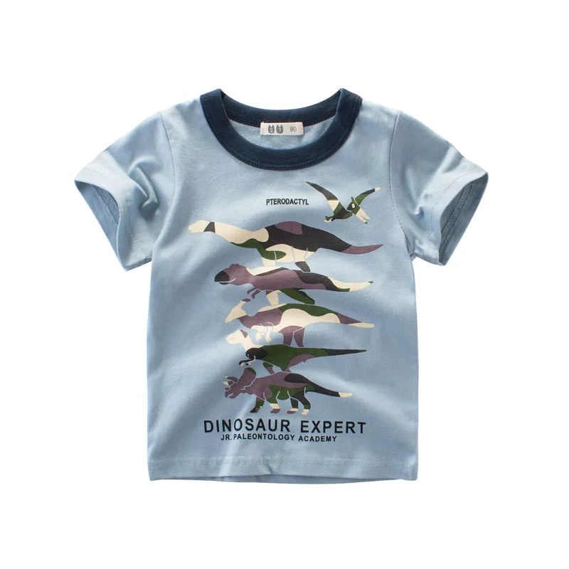 Г. Летние футболки для мальчиков, одежда Детские футболки с короткими рукавами из хлопка с рисунком динозавра От 2 до 8 лет для девочек детские футболки высокого качества - Цвет: A