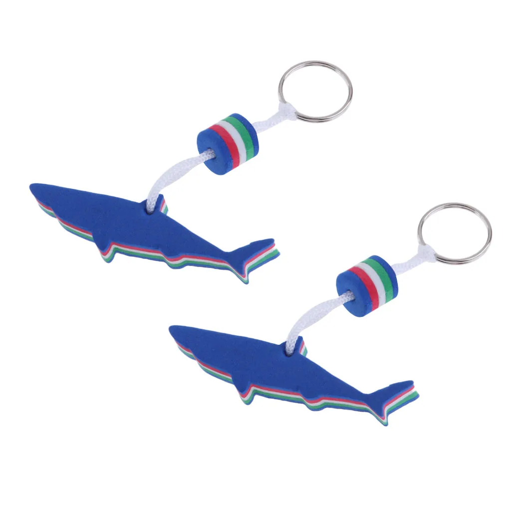 2 Pieces Blue Shark Shaped EVA Floating Keychain Keyring Kayak Yachting Sailing Swimming Surf Beach Water Key Float Key Holder