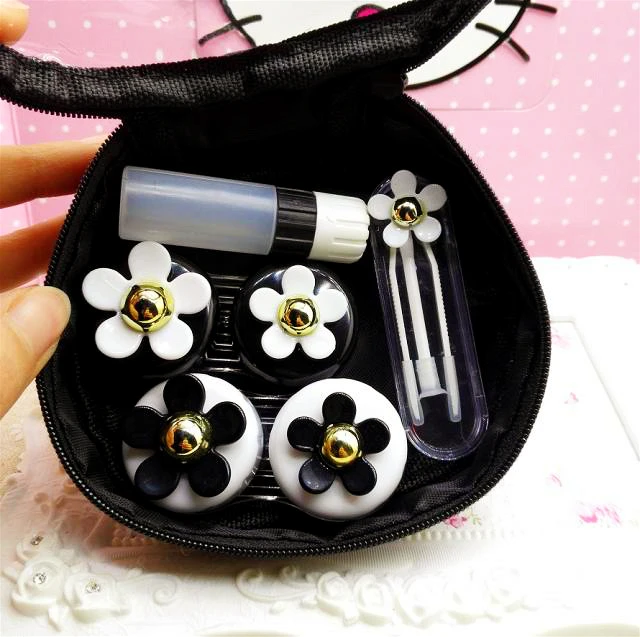 LIUSVENTINA DIY beautiful flower contact lens case for eyes contact