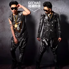 M-5XL! Певец из ночного клуба DSDJGD серебристого шелка персонажа костюм harun волос бар шоу одежда аксессуары