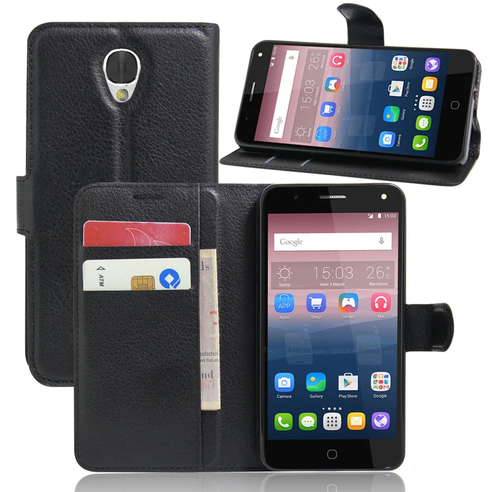 Custodia Portafoglio in Pelle Flip Compatibile con Alcatel Pop