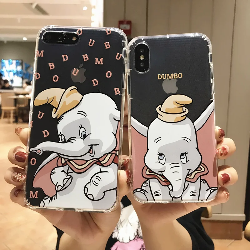 

Marchcover Cute Cartoon Dumbo Elephant Transparent case for iphone X XS MAX Soft TPU for iphone 8 7 6 6s plus clear back cover