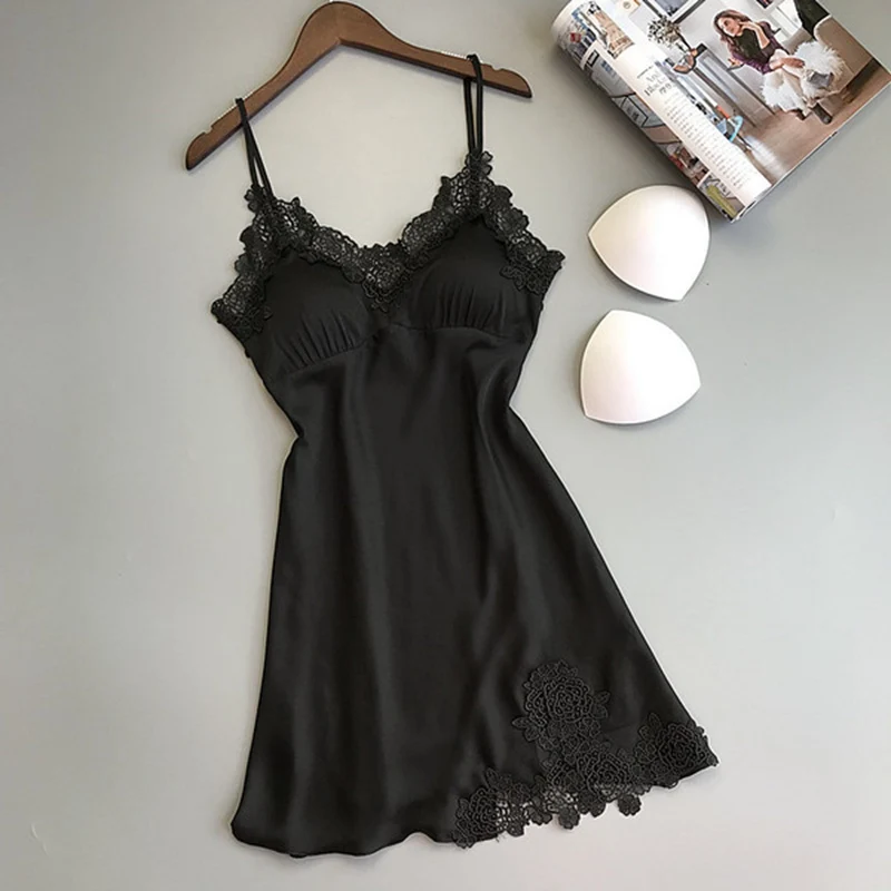 Ночное платье для женщин Элегантный Femme 2019 шелк ночные рубашки девочек пикантные