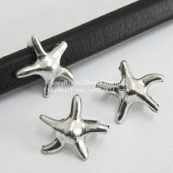 

Licorice Sea star spacer Licorice sliders 10x6mm licorice leather findings -LF44