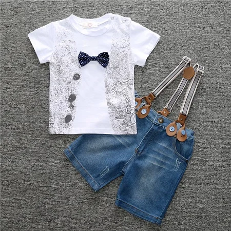 TZ-192 летняя детская одежда комплект одежды для мальчиков синяя рубашка+ джинсовые комбинезоны для девочек 2 шт./компл. с карманами, повседневная одежда комплект одежды для детей - Цвет: as picture