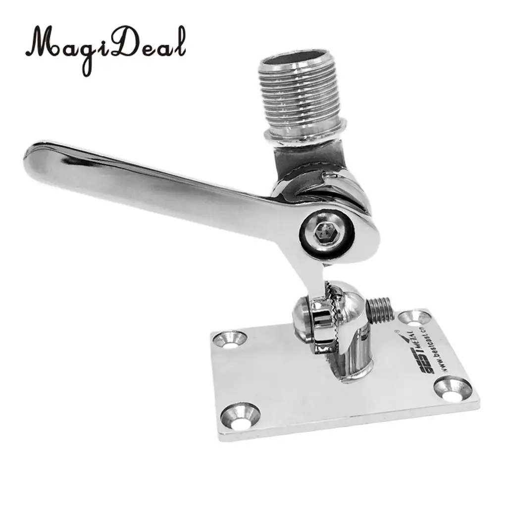 Heavy Duty 316 Stainless Steel Polished Marine Radio VHF Antenna Adjustable Base Mount for Boats