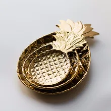 

European style ceramic golden pineapple dish for furnishing articles decorative plate home decoration 3 size