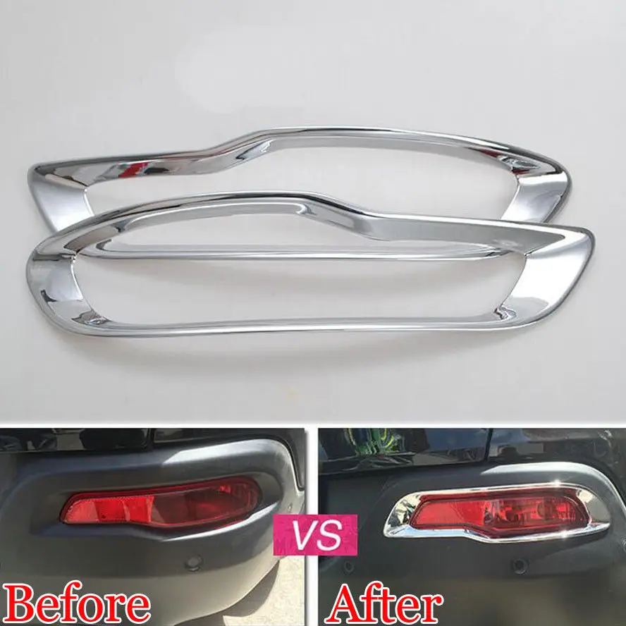 2 x Car Chrome ABS Rear Tail Bumper Fog Light Lamp Trim Styling Sticker Fit For Jeep Cherokee 2014 2015 2016 | Автомобили и
