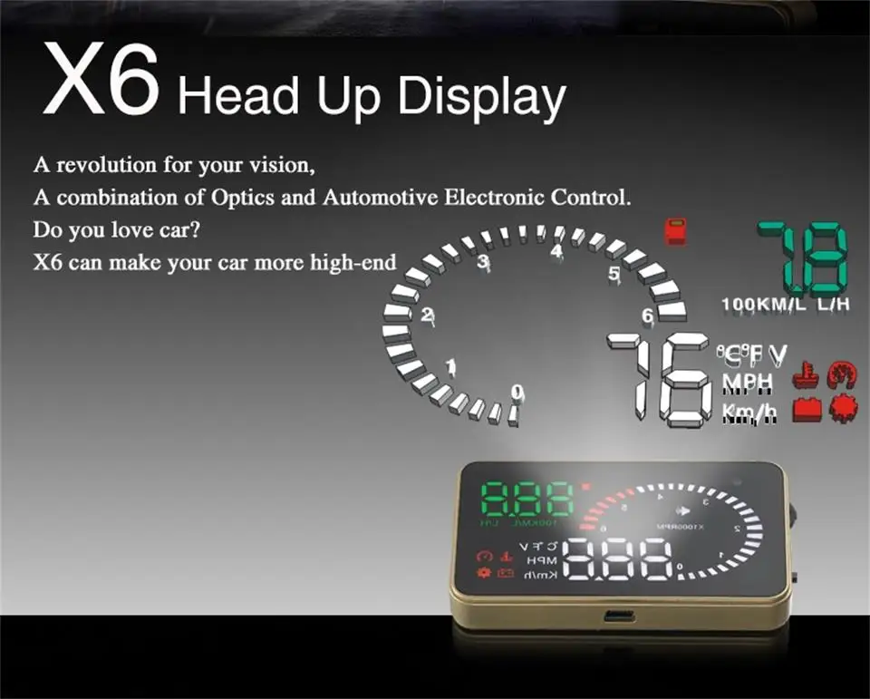 X6 3," Авто Hud Дисплей автомобиля Скорость ometer OBD2 более Скорость Напряжение сигнализации лобового стекла проектор