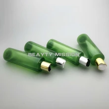 BEAUTY MISSION 250ml 24 pcs/lot green empty plastic shampoo PET bottle with gold/silver disc top cap, cream/essential oil bottle