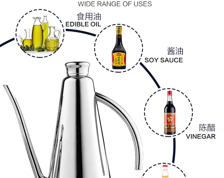 1000 мл модный диспенсер для масла из нержавеющей стали, уникальная форма, Высококачественная бутылка для оливкового масла