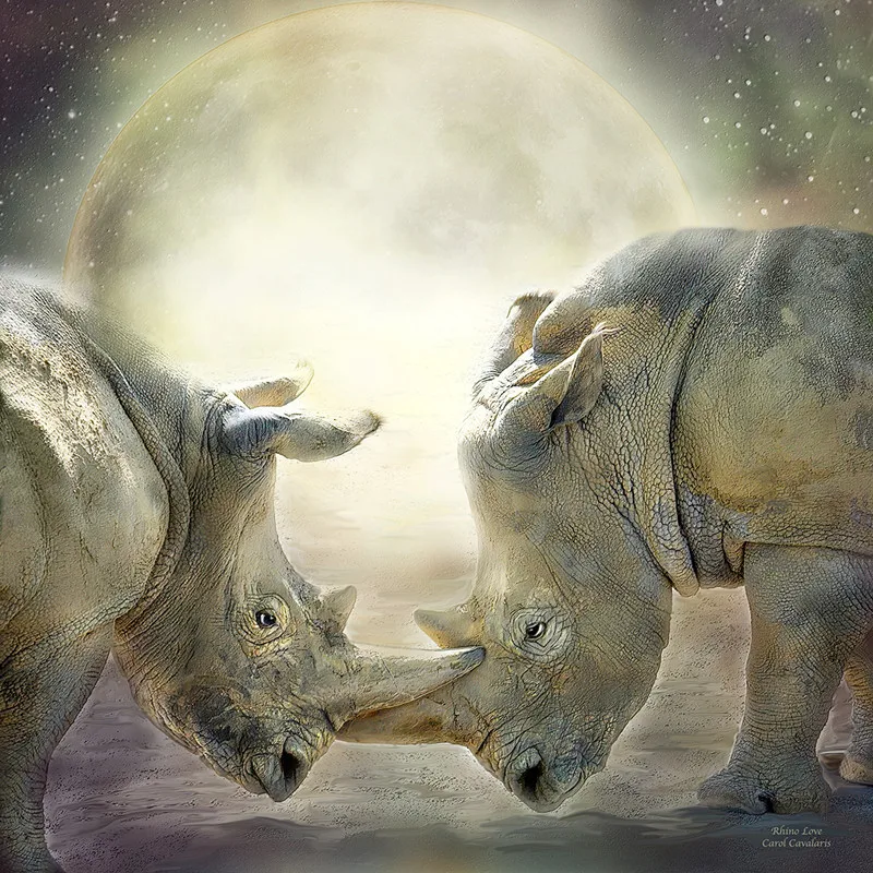 

CAMMITEVER Diy Rhino 3D Diamond Embroidery Kit Cross Stitch Mosaic Diamond Painting Animal Craft Rhino Home Decoration