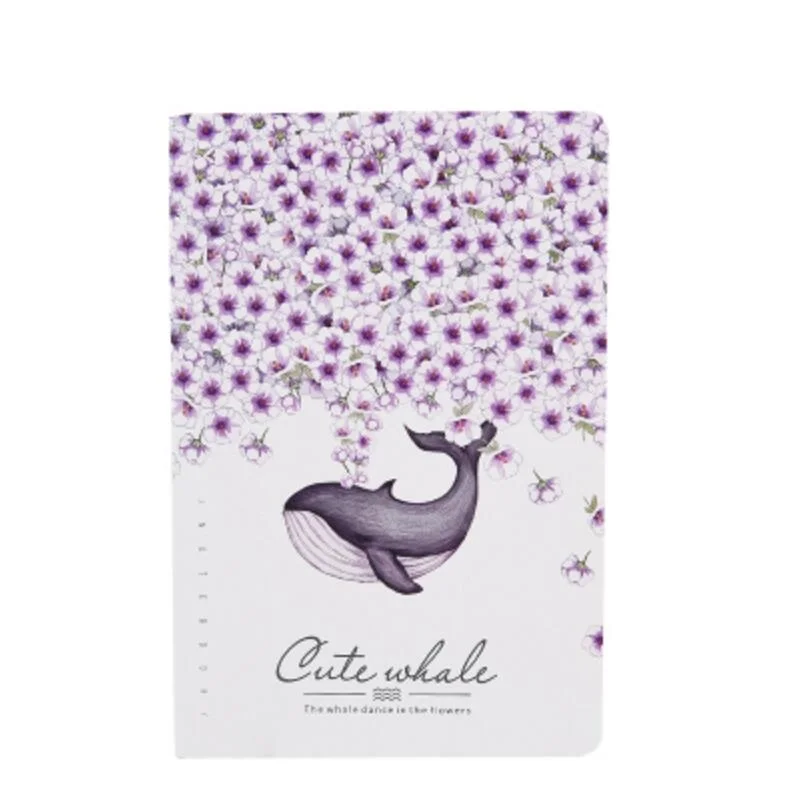

A5 Flower Sea Notebook Exercise Book Whale Notebook Cute School Supplies Papelaria Escolar 210*142mm, 44 sheets/ 88 pages
