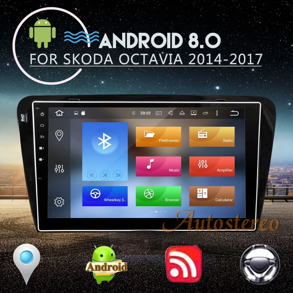 

Octa core Android 8 Car No DVD player GPS navigation For Skoda Octavia 2014 2015 2016 2017 multimedia radio tape recorder unit