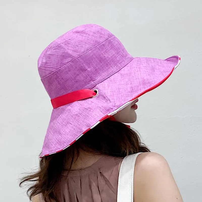 Шляпа для женщин Солнцезащитная Складная полосатая с широкими полями пляжная индивидуальная Повседневная универсальная шляпа от солнца