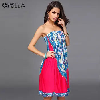 

Opslea Dashiki High Elastic Bandeau Midi Dress African Traditional Printed Clothes Women Tribal Dress Milk Silk African Clothing