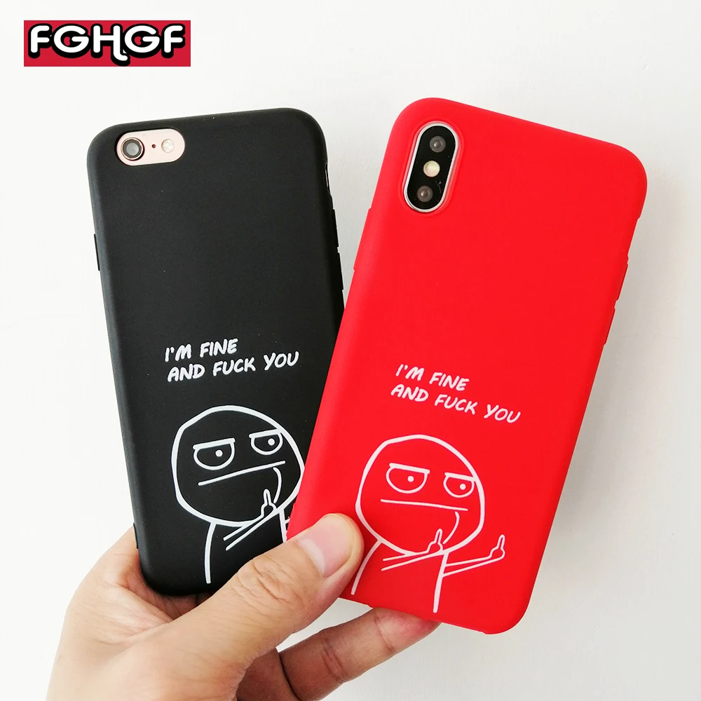

Funny Letter Phone Case For iPhone 8 7 Plus X XS Max XR Middle Finger Emoji TPU Silicone Cover For iPhone 6 6s Plus 5 5s Cases