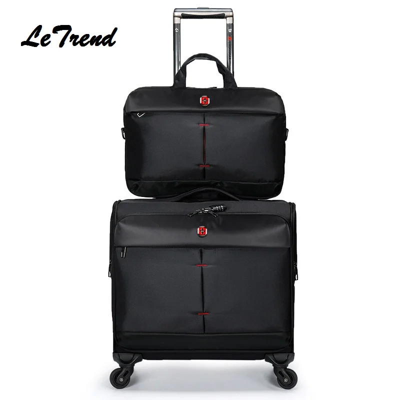 LeTrend Buy Luggage Get the Bag Fress Nylon Travel Multi function Luggage Trolley Men Large