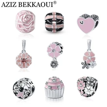 Lovely Pink Beads Fit Original Pandora Bracelet font b Necklace b font Big Hole Diy Charms