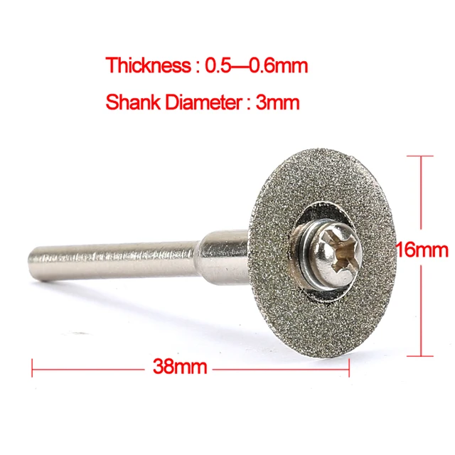 Discos de corte de diamante dremel, accesorios de 16mm, broca de cuchilla para herramienta rotativa, disco abrasivo con 2 uds. Mandril de 3mm, 10 Uds. 6