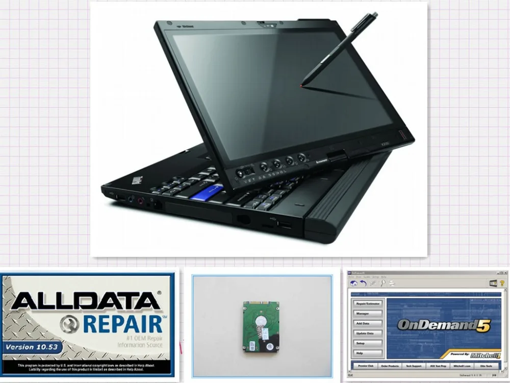 Hot& Directly Use! Auto Repair alldata and mitchell software V10.53 Alldata+2015 Mithcell+1TB HDD+Laptop X201T I7 4GB Fast Speed