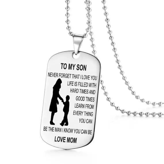 

Steel Stainless Military Dog Tags Necklace To My Son I Learn From Everything Mom Birthday Graduation Gift YLQ6319