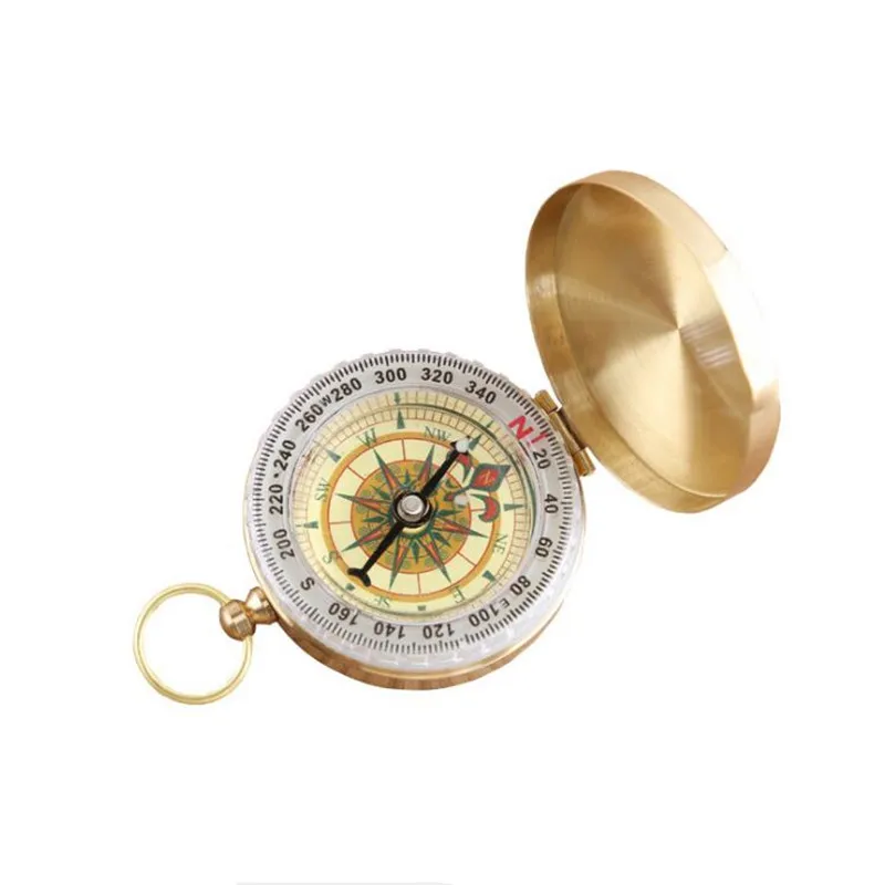 

2008 latest pure copper compass for children's toy classic pocket watch style education science puzzle toy compass birthday gift