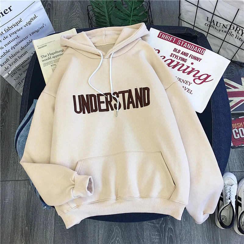  Zuolunouba Winter Fashion Women Hoody Sweatshirt Embroidery Harajuku Letter Fleece Lady Hoodie Casu