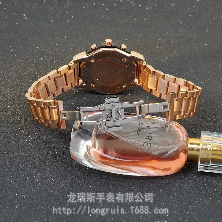 Новое поступление модные брендовые роскошные стальные 3 глаза водонепроницаемые кварцевые женские свадебные кварцевые наручные часы подарок