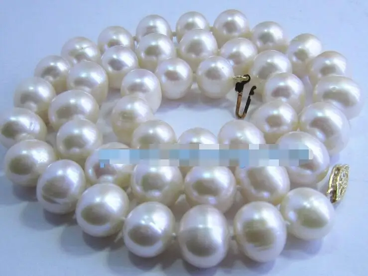 

NEW 18" 9-10MM SOUTH SEA NATURAL White PEARL NECKLACE GOLD CLASP