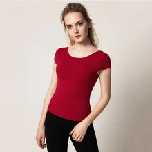 Женский топ с коротким рукавом для занятий йогой и фитнесом, Быстросохнущий Спортивный черный топ, облегающая женская футболка для фитнеса