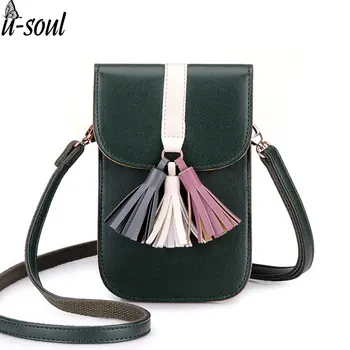 

New Women Shoulder Bag Tassel Phone Bag Ladies Student Women Messenger Bag Good Quality Pu Leather Purse Cross Body Bag A858